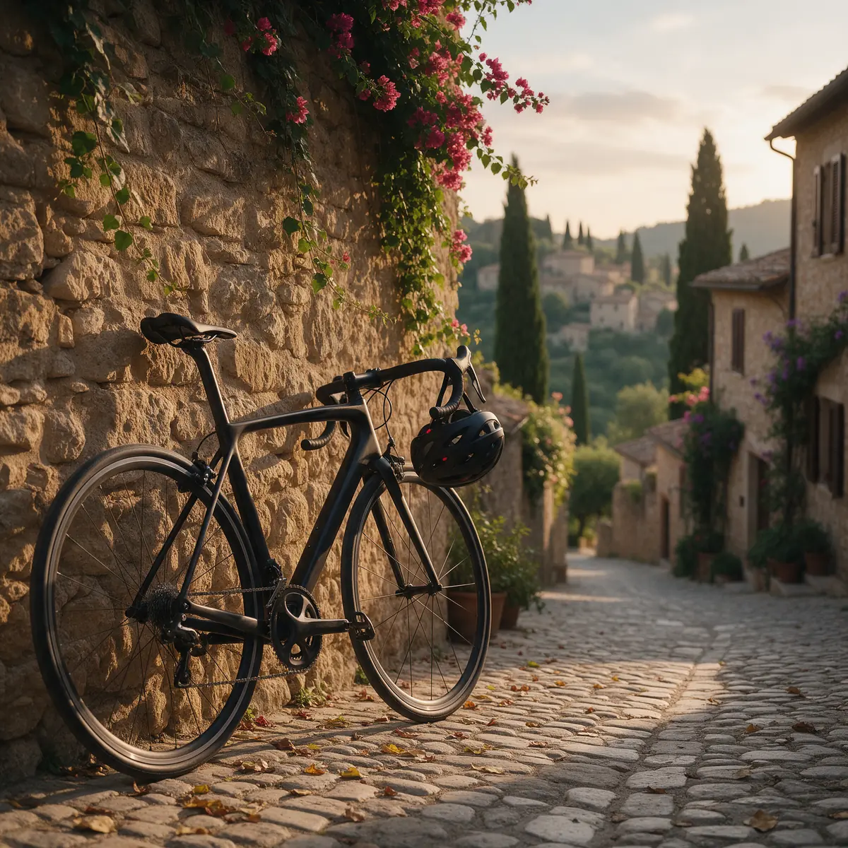 Bici da corsa in un borgo