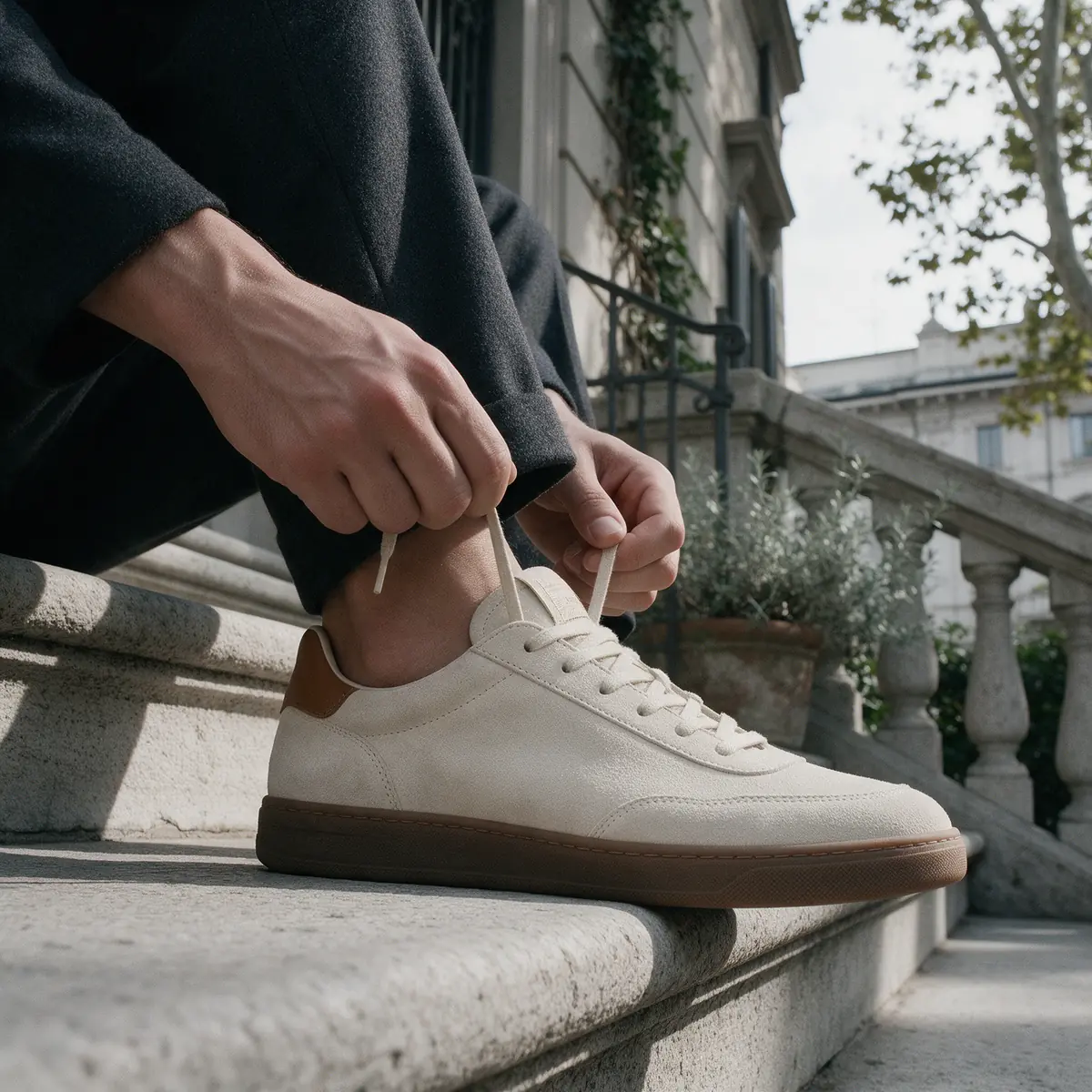 Sneakers in pelle scamosciata
